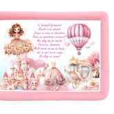 Tava mot/turta fete, aniversare 1 an, Printesa, catifea roz, 7 piese, 34x25 cm, REC5011/18